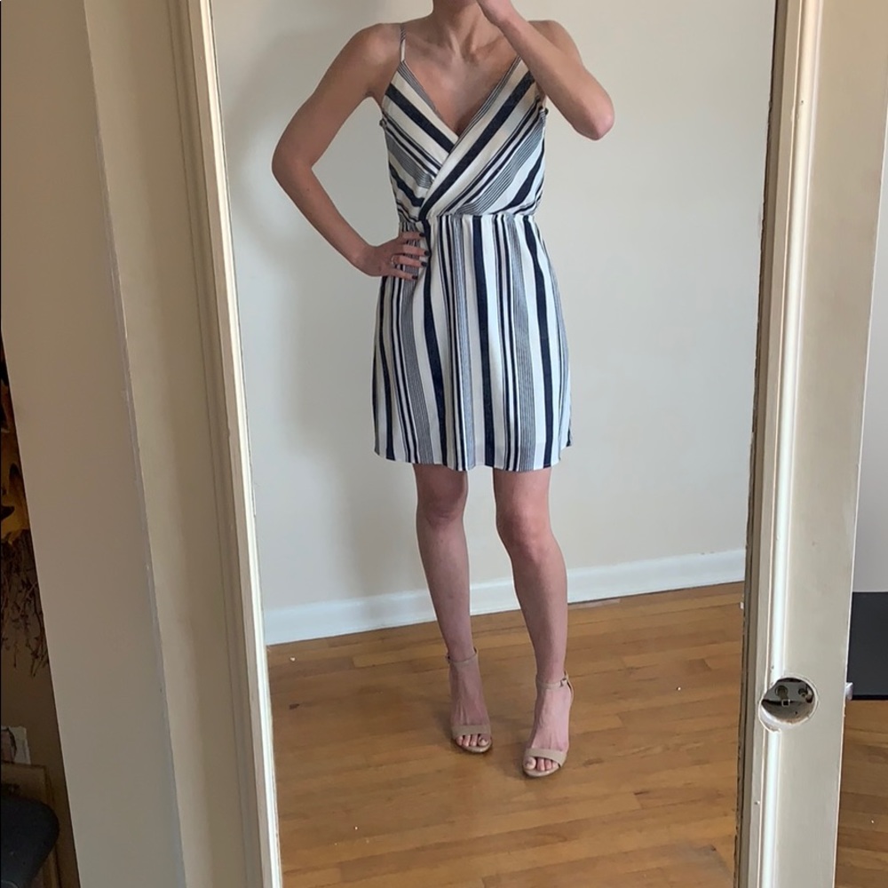 Navy and white stripe dress